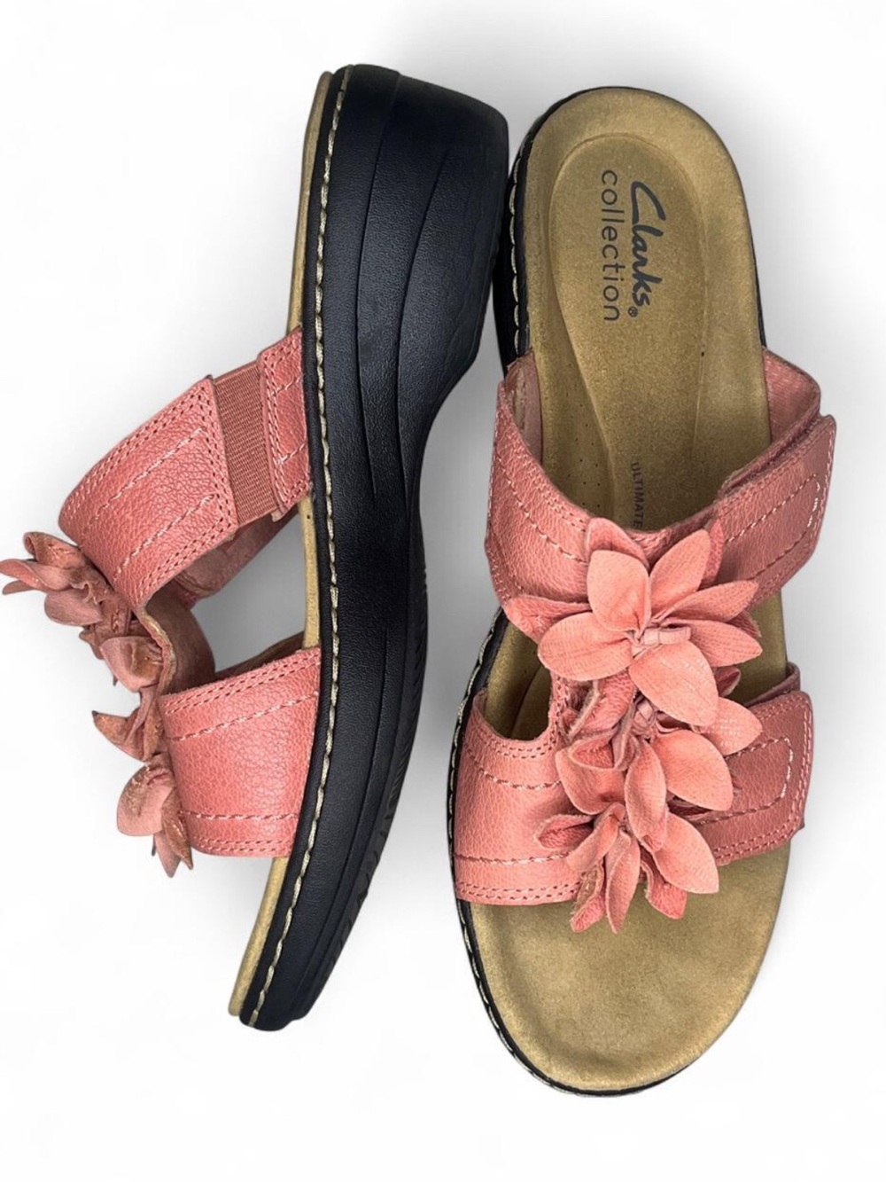 Women’s Clarks Collection Merliah Raelyn
Leather Wedge Sandal Coral Size 8 1/2 M